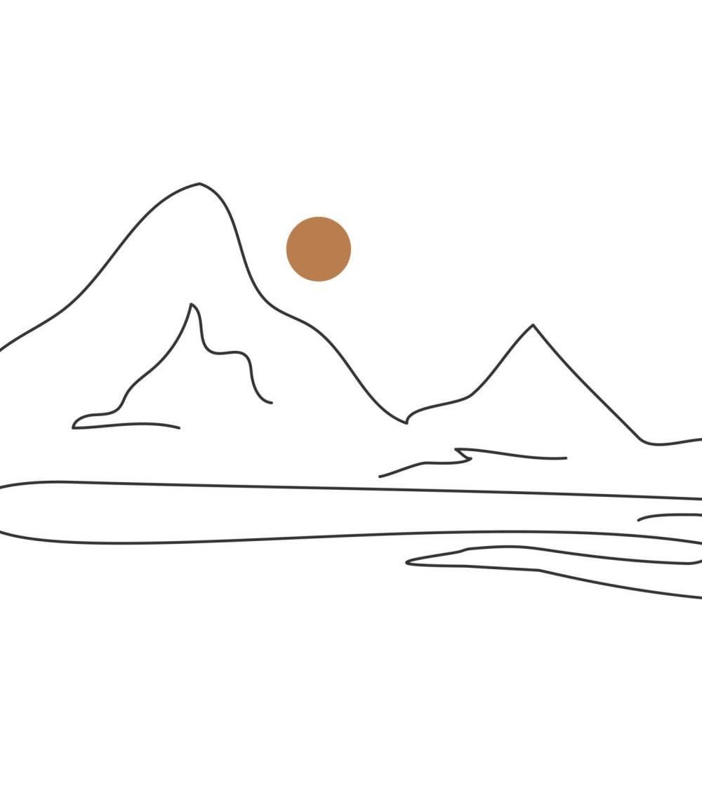 Abstract mountain landscape background Abstract mountain landscape background. Hand drawn mountains and sun in minimal line art style. Modern vector illustration isolated on white